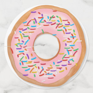 Doughnut Pink Frosting Sprinkles Cute Food   Wine Glass Tag
