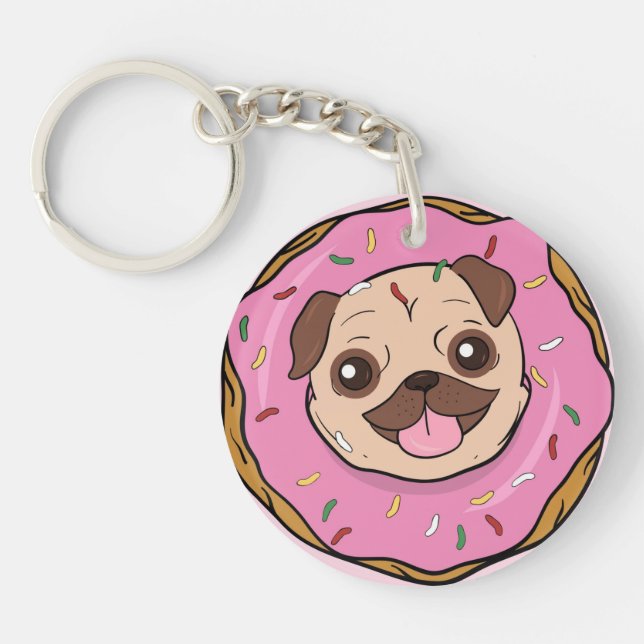 Doughnut Pug Key Ring (Front)