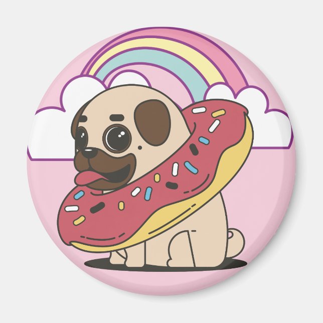 Doughnut Pug Magnet (Front)
