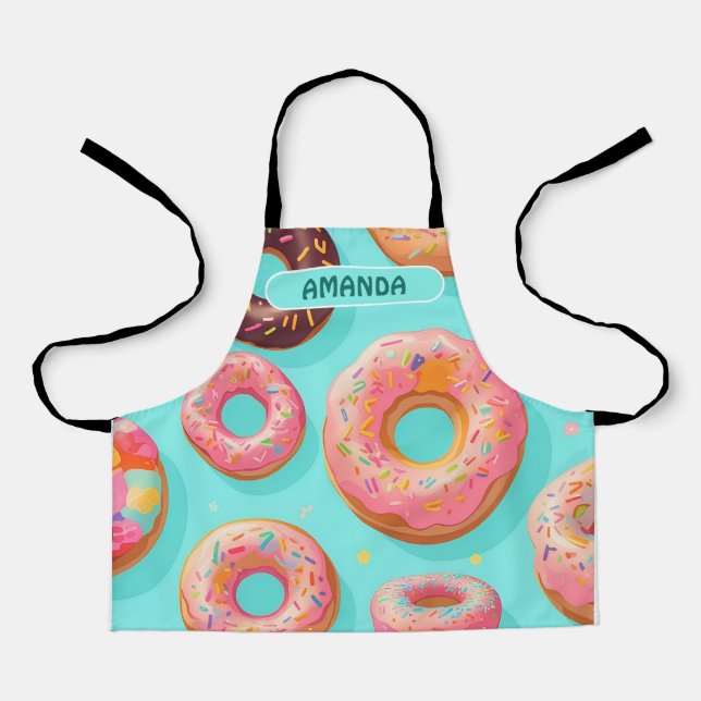 Doughnut Rainbow Colourful Personalised Pattern Apron (Front)