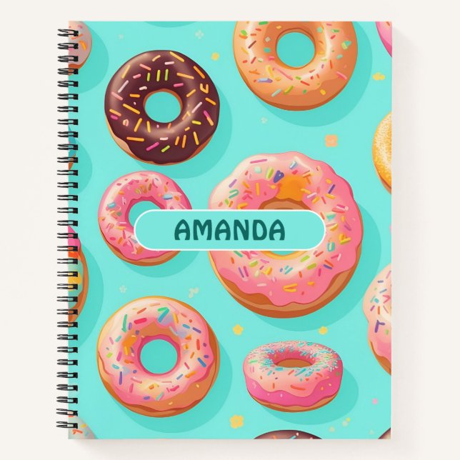 Doughnut Rainbow Colourful Personalised Pattern Notebook (Front)