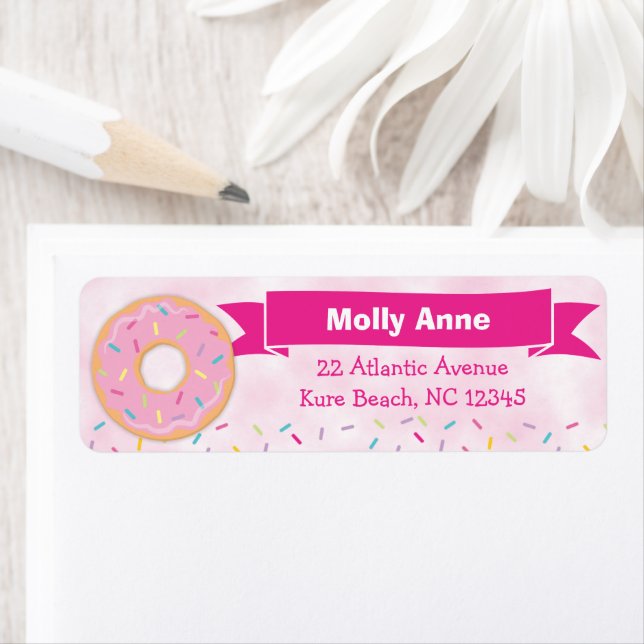 Doughnut Rainbow Sprinkles Birthday Girl Address (Insitu)