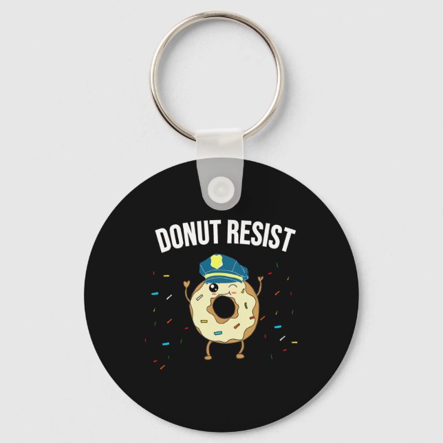 Doughnut Resist Meme Funny Police Officer Support  Key Ring (Front)