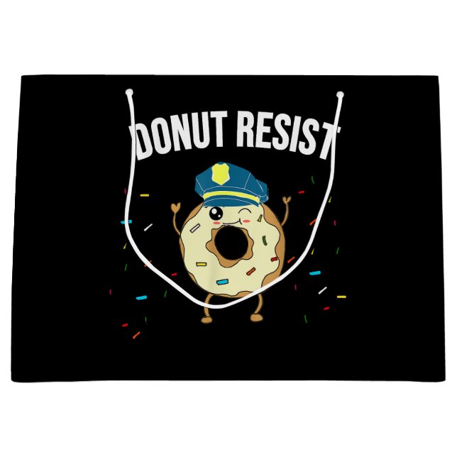 Doughnut Resist Meme Funny Police Officer Support  Large Gift Bag (Front)