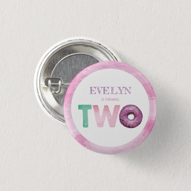 Doughnut Second Birthday 3 Cm Round Badge (Front & Back)