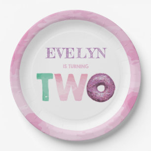 Doughnut Second Birthday Personalised Paper Plate