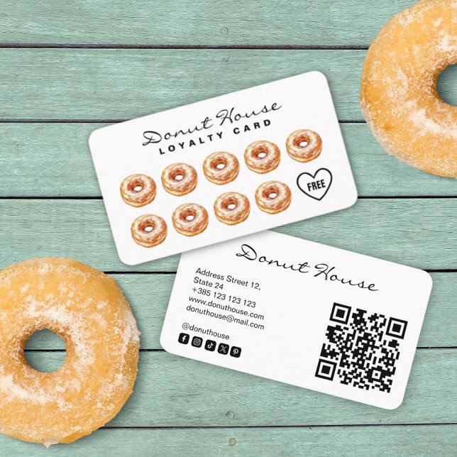 Doughnut Shop Bakery Cute QR Code Loyalty Card  (Creator Uploaded)