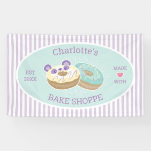 Doughnut Shop Bakery Purple and Green Banner