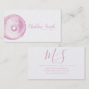 Doughnut Shop Bakery Watercolor Doughnut Business Card