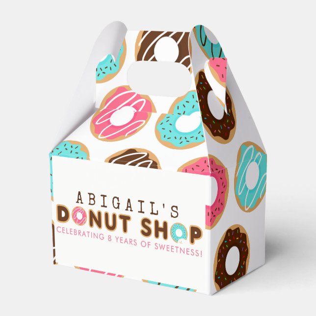 Doughnut Shop Birthday Party Favour Box (Front Side)