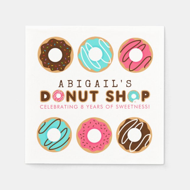 Doughnut Shop Birthday Party Napkin (Front)