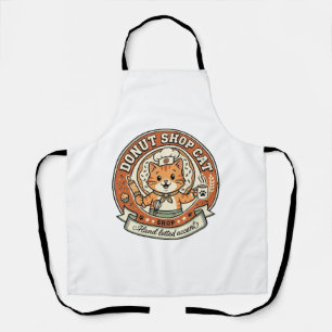Doughnut Shop Cat Doughnut Shop Cat Vintage Vector Apron