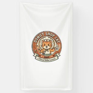 Doughnut Shop Cat Doughnut Shop Cat Vintage Vector Banner