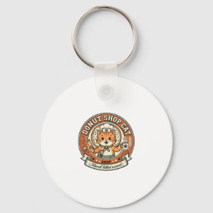 Doughnut Shop Cat Doughnut Shop Cat Vintage Vector Key Ring
