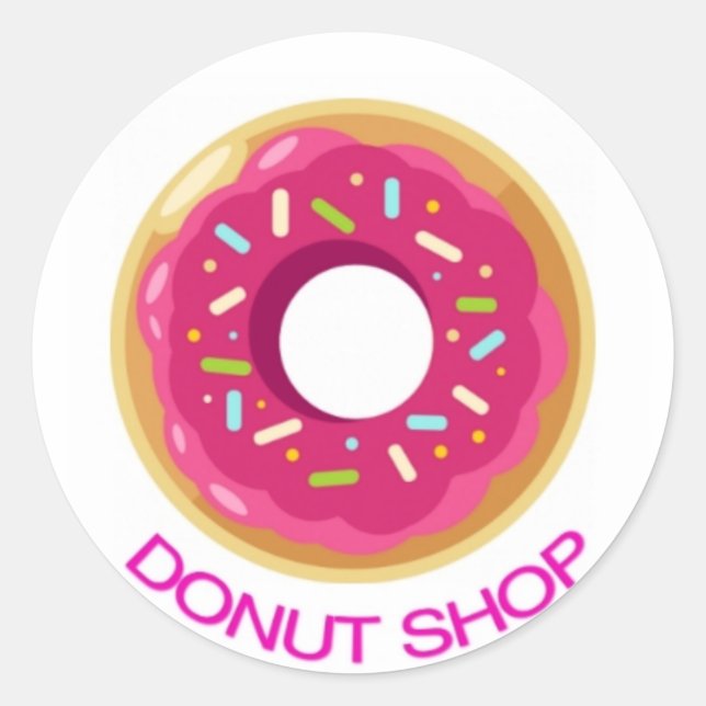 Doughnut shop classic round sticker (Front)