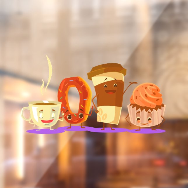 Doughnut Shop Coffee Doughnut or Cupcake Advertise Window Cling (Sheet 2)