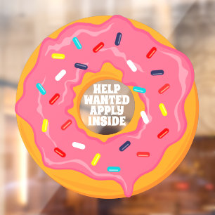 Doughnut Shop Help Wanted Apply Inside Doughnut Ho Window Cling