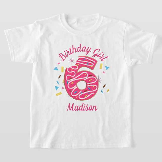 Doughnut Sixth birthday toddler tshirts (Laydown)