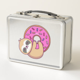 Doughnut sloth 1 metal lunch box