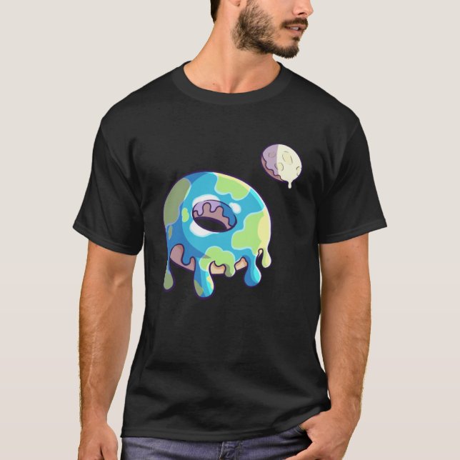 Doughnut Space Party Shop  Earth and Moon Frosted  T-Shirt (Front)