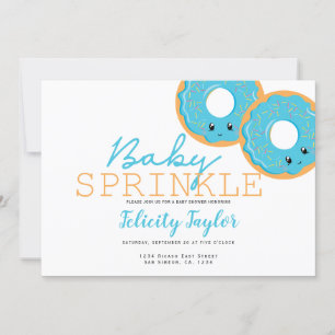 Doughnut Sprinkle Baby Shower Blue Twin Boys Announcement