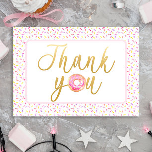 Doughnut Sprinkle Sweet One Pink Thank You Card