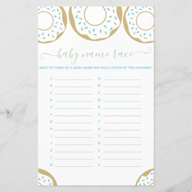 Doughnut Sprinkled With Love Baby Name Race Game (Front)