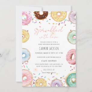 Doughnut Sprinkled With Love Baby Shower Invitation
