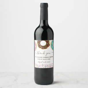 Doughnut Sprinkled With Love Baby Sprinkle Thank Y Wine Label