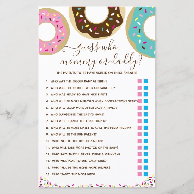 Doughnut Sprinkled With Love Guess Who? Game (Front)