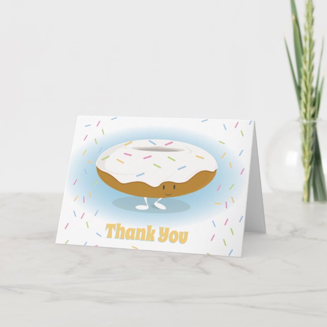 Doughnut Sprinkles Cute Cartoon Food Thank You Card (Front)
