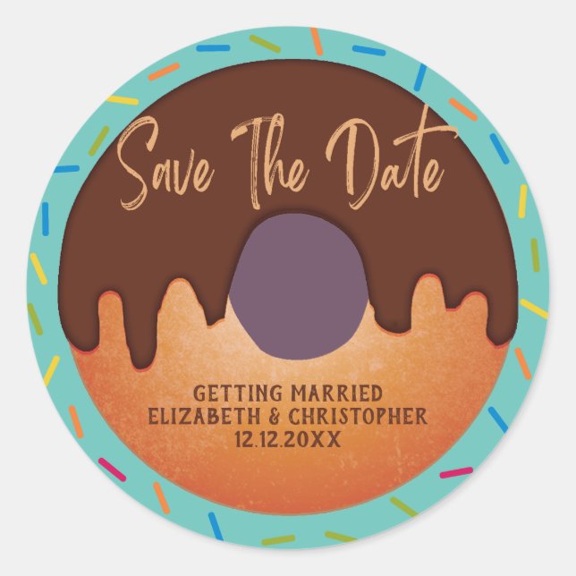 Doughnut Sprinkles Wedding Save The Date Seal (Front)