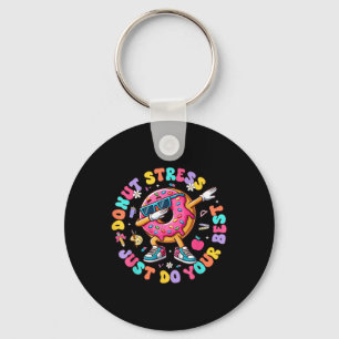 Doughnut Stress Just Do Your Best Groovy Test Day  Key Ring