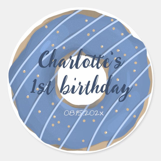 Doughnut Sweet Birthday  Classic Round Sticker (Front)