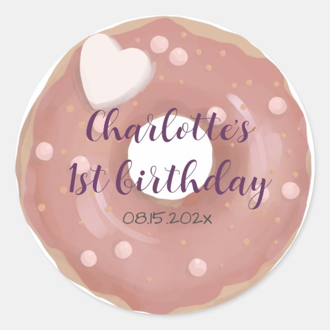 Doughnut Sweet Birthday  Classic Round Sticker (Front)