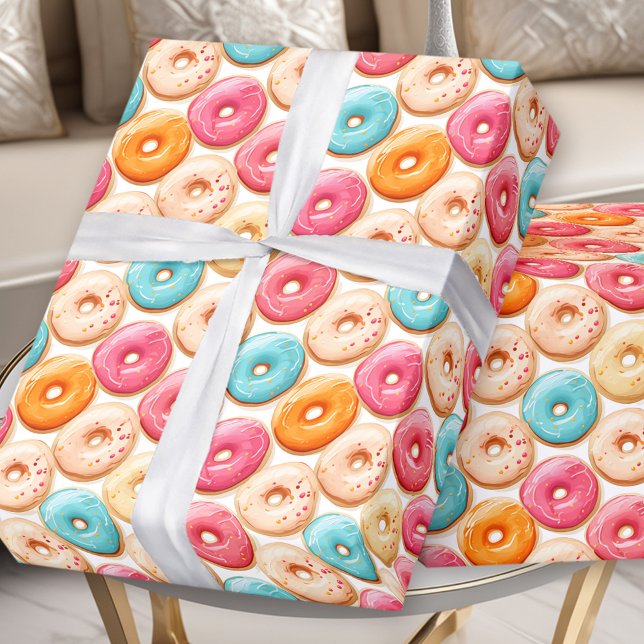 Doughnut Sweet Colourful Pink Girl Birthday Wrapping Paper (Donut Sweet Colorful Pink Girl Birthday Wrapping Paper)
