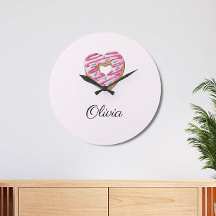 Doughnut Sweet Girl Sprinkles Large Clock