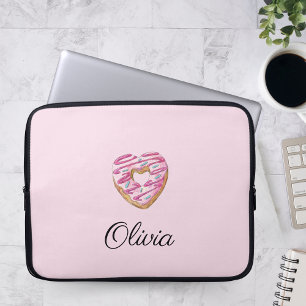 Doughnut Sweet Girl Sprinkles Personalised Name Laptop Sleeve
