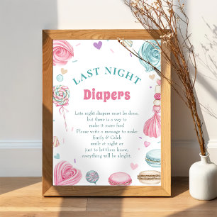 Doughnut Sweet "Late Night Diapers" Baby Shower Ga Poster