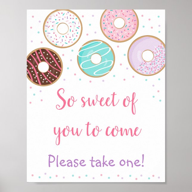 Doughnut Sweet Of You To Come Birthday Favour Sign (Front)