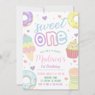Doughnut Sweet One 1st Birthday Invitation