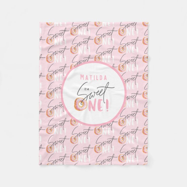 Doughnut sweet one 1st birthday party attire fleece blanket (Front)