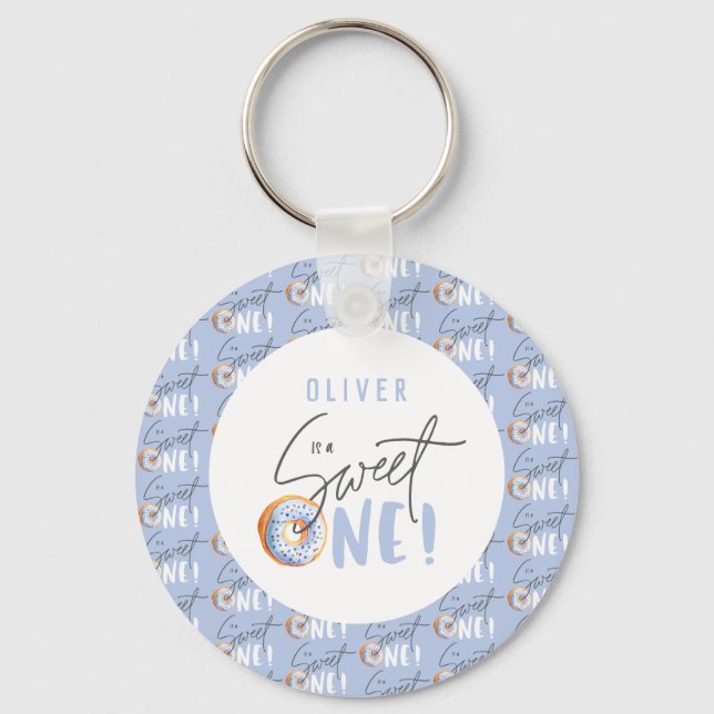Doughnut sweet one 1st birthday party attire  key ring (Front)