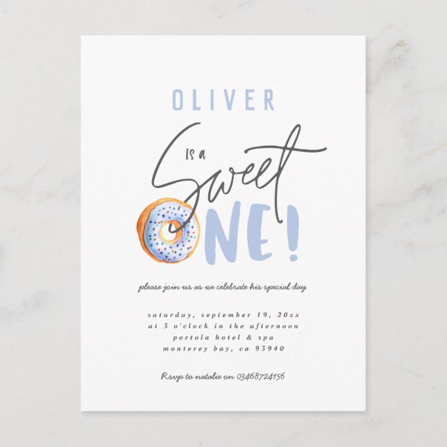 Doughnut sweet one 1st birthday party invitation (Front)