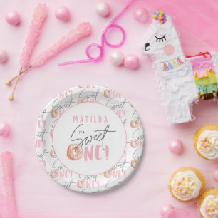 Doughnut sweet one 1st birthday party paper plate