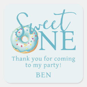Doughnut Sweet One 1st Birthday Thank You  Square Sticker