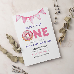 Doughnut Sweet One Birthday Party Doughnut 1st Bir Invitation