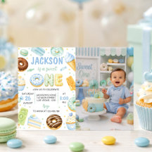 Doughnut Sweet One Birthday Party Photo Invitation