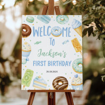 Doughnut Sweet One Birthday Party Welcome Sign