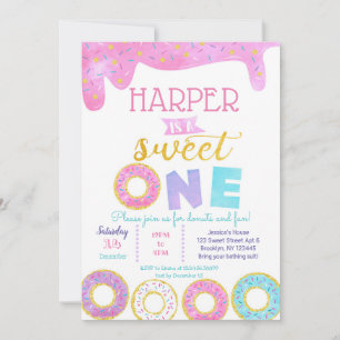 Doughnut Sweet One First Birthday Invitations 1st